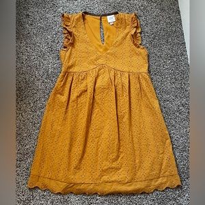 Women’s ruffle short sleeve eyelet a-line dress